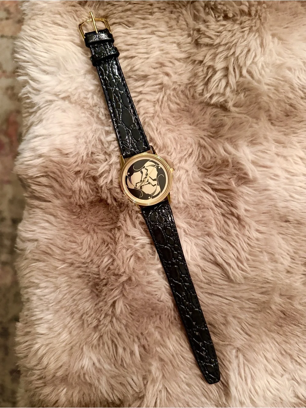 Crow Raven Gold tone Jewelry Dark Academia Black Leather Watch